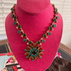 Kate spade, beautiful green and aqua statement necklace with original duster